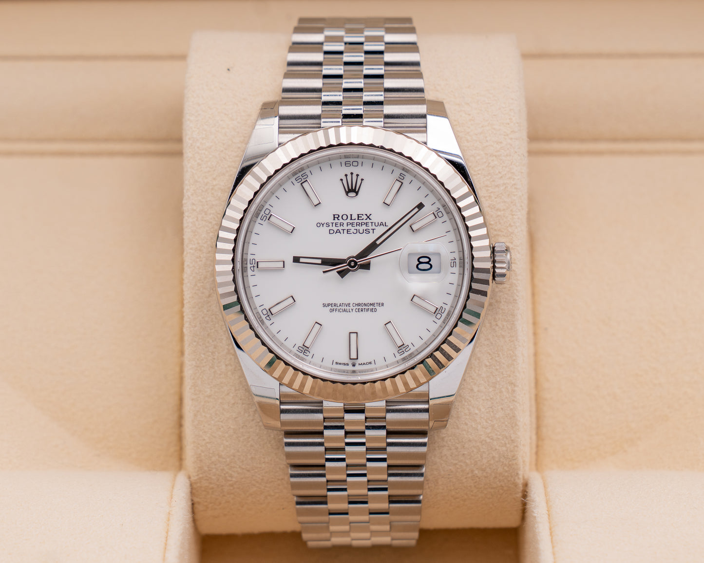 Rolex Datejust 41mm 126334 White Stick Dial Fluted Jubilee 2026