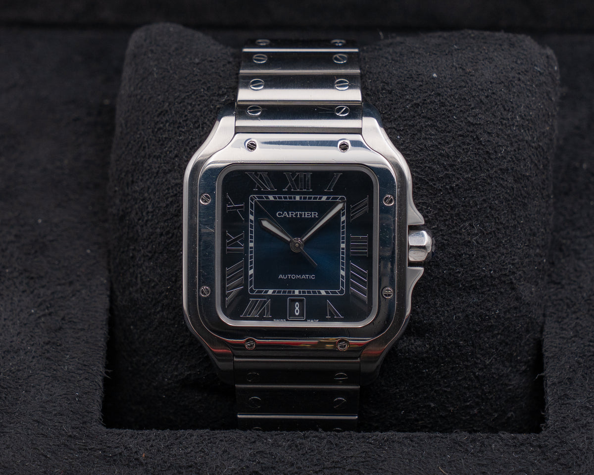 Cartier Santos 39mm WSSA0030 Blue Dial Open Date