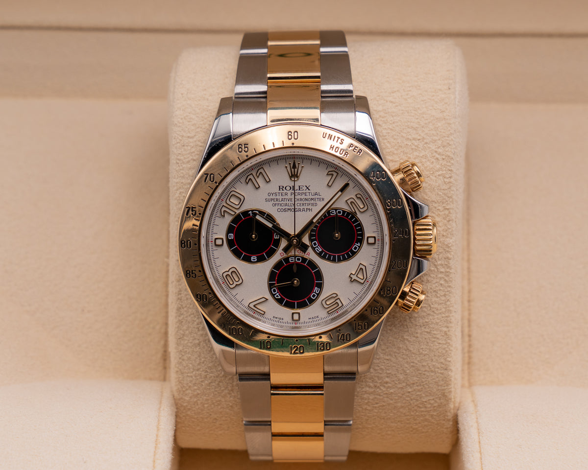 Rolex Daytona 40mm 116523 Two Tone racing dial White Arabic Dials Black Sub Dials