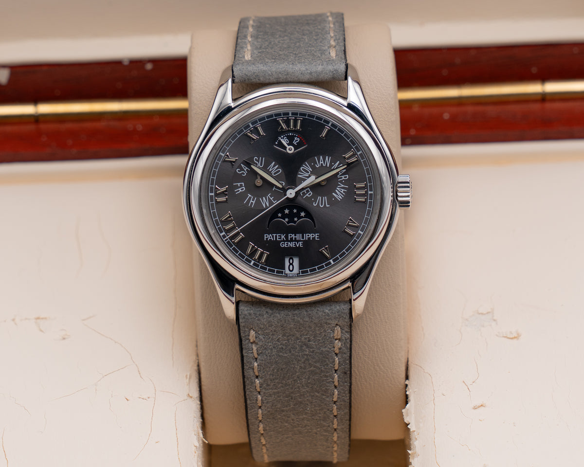 Patek Philippe annual calendar 37mm 5056P Grey Dial On A Grey Leather WYW Strap