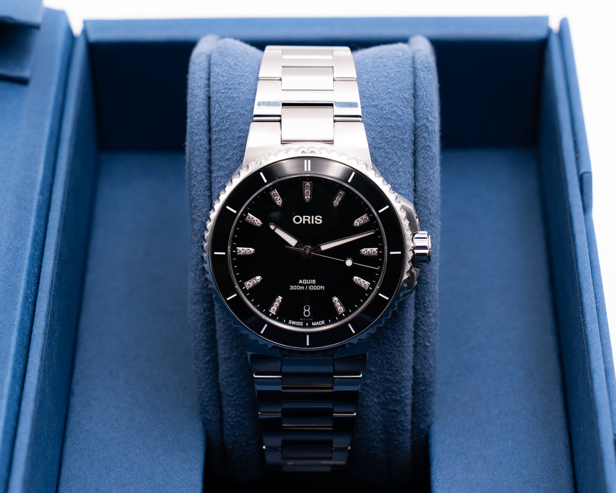 Oris Aquis Date Diamonds 36.5mm Black Dial Stainless Steel