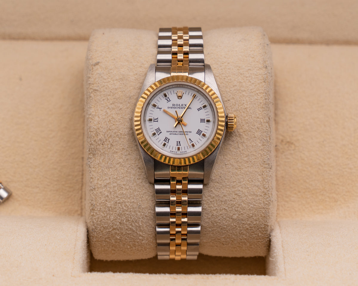 Rolex Oyster Perpetual 26mm 76193 White Roman Dial A Serial