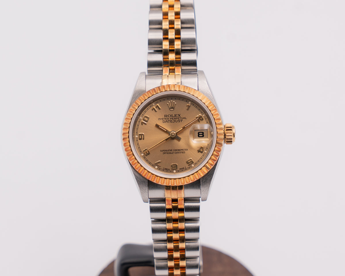 Rolex Datejust 26mm 69173 Two Tone Fluted Champagne Dial On   Jubilee 1998