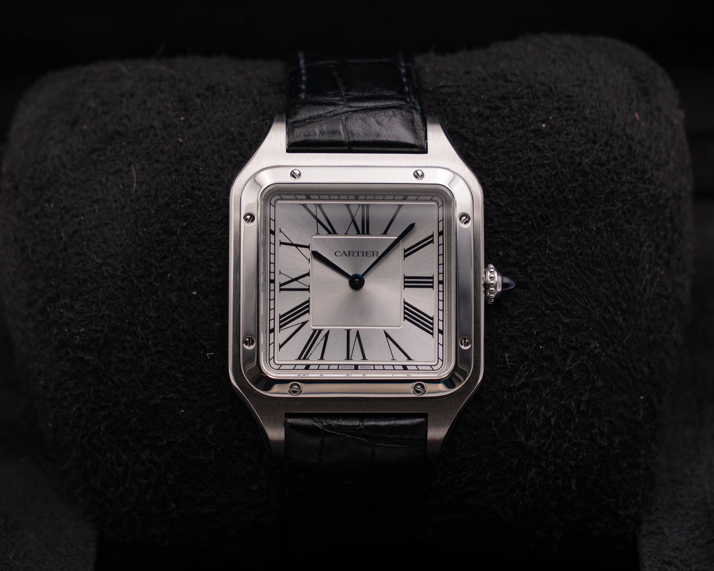 Cartier Santos Dumont 46.6mm WSSA0032 Silver Dial Black Strap 2024