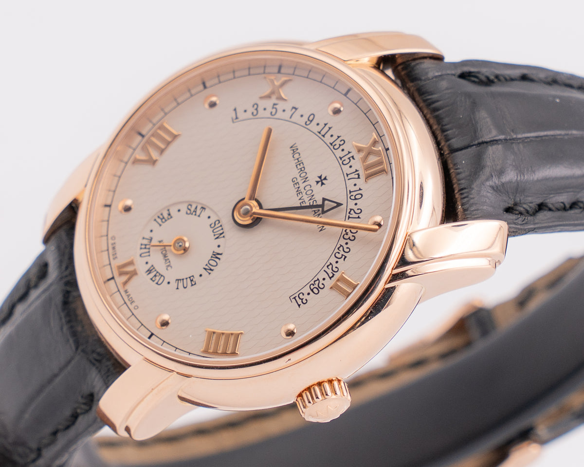 Vacheron Constantin Patrimony 37mm 47245/000R Rose Gold Day Date Retrograde Cream Dial