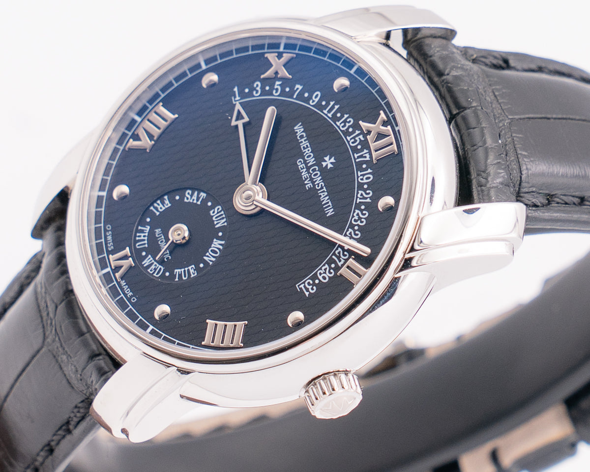 Vacheron Constantin Patrimony 37mm 47245/000P Platinum Day Date Retrograde Black Dial