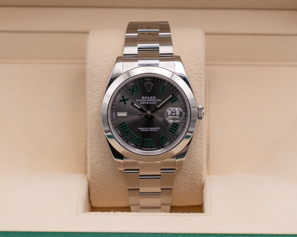 Rolex Datejust 41mm 126300 Wimbledon Dial Smooth Oyster