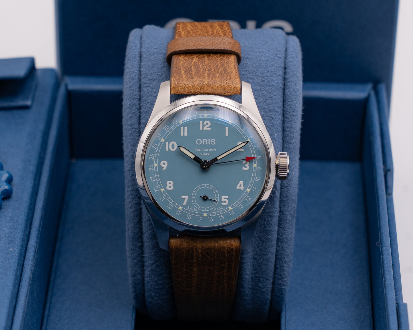 UNWORN STICKERED Oris Big Crown Pointer Date Calibre 473 38mm Lagoon Blue Dial Leather