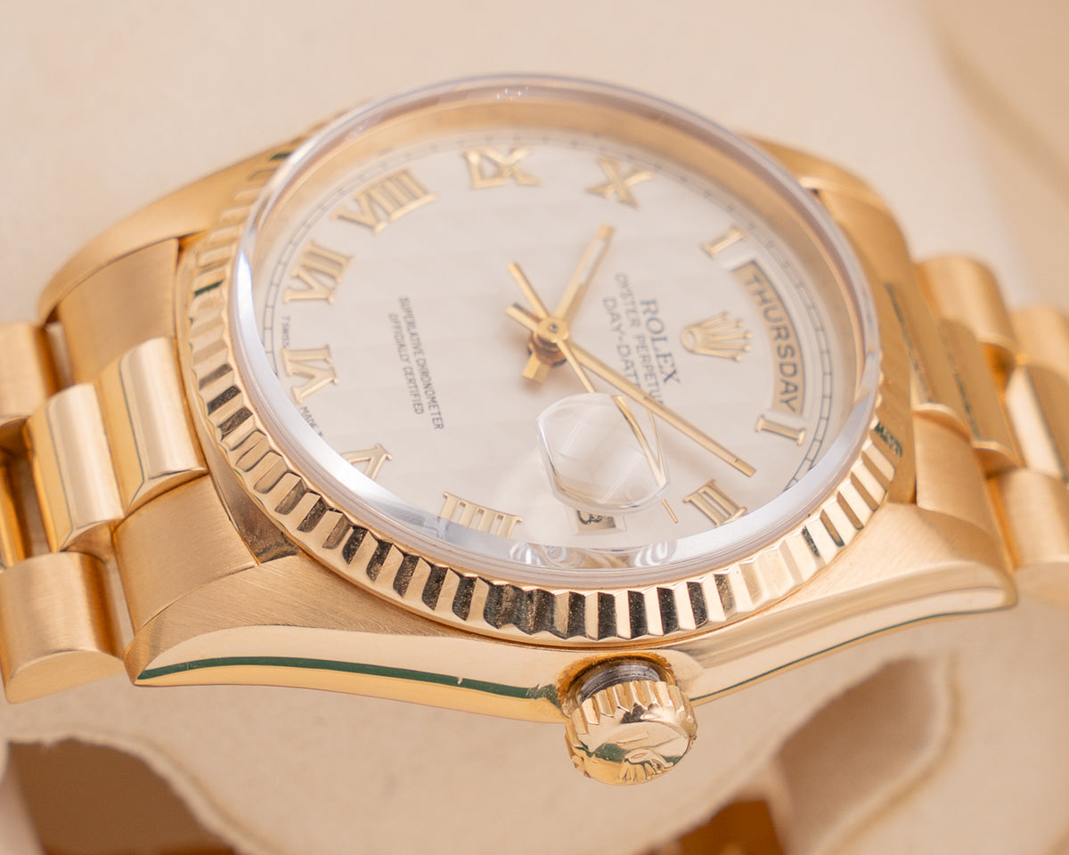 Rolex Day Date 36mm 18238 Gold Pyramid Dial 1990