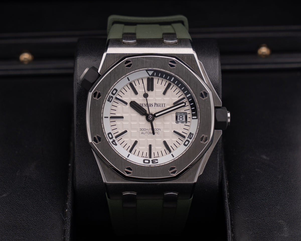 Audemars Piguet Royal Oak Offshore Diver 42mm 15710ST On Green Rubber Strap