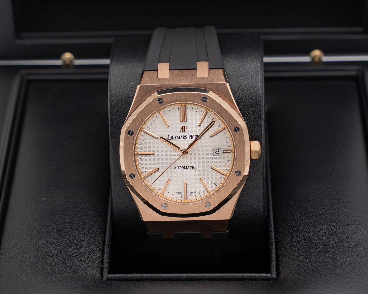 Audemars Piguet Royal Oak 41mm 15400OR Pink Gold Black Strap 2014