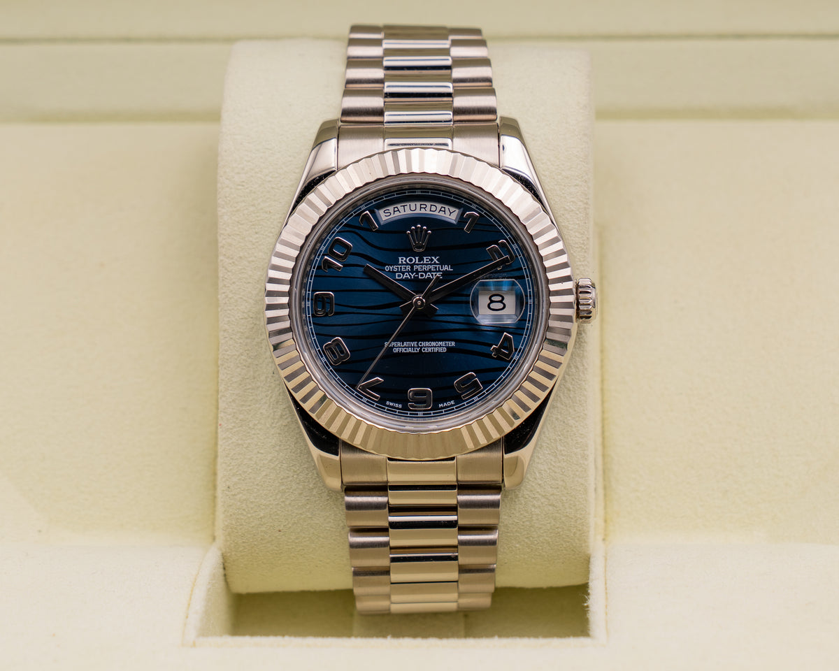 Rolex  Day-Date II 41mm 218239 Blue Wave Dial 2011