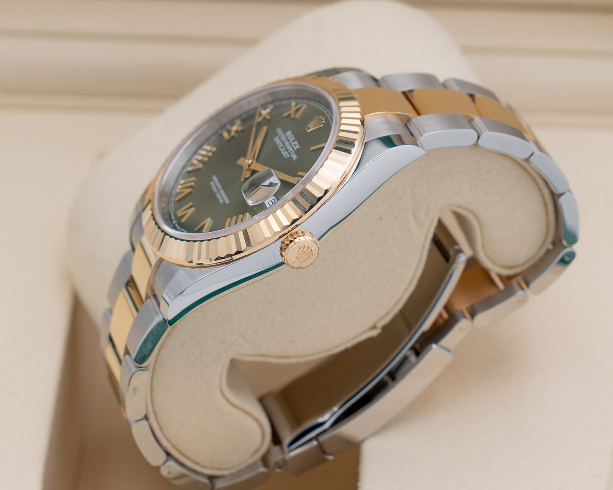 Rolex Datejust 126333 41mm Olive Green Roman Dial Fluted Oyster Bracelet Steel and Yellow Gold 2026