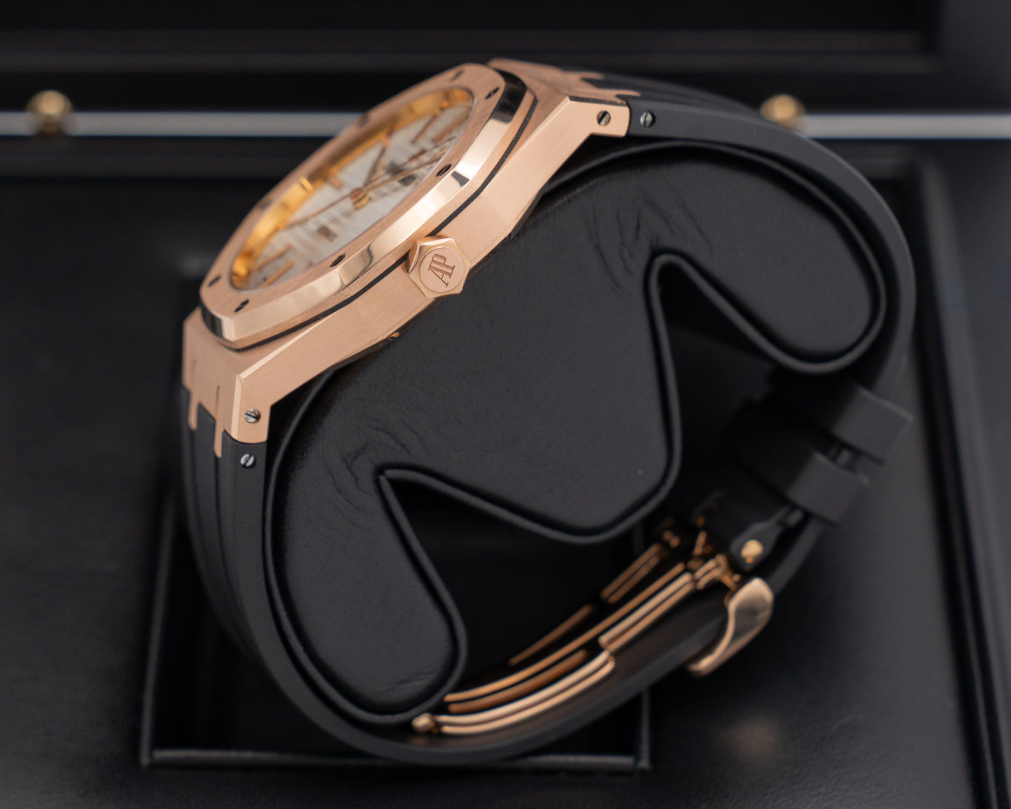 Audemars Piguet Royal Oak 41mm 15400OR Pink Gold Black Strap 2014