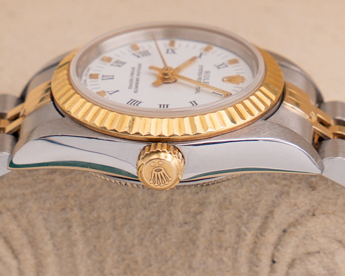 Rolex Oyster Perpetual 26mm 76193 White Roman Dial A Serial