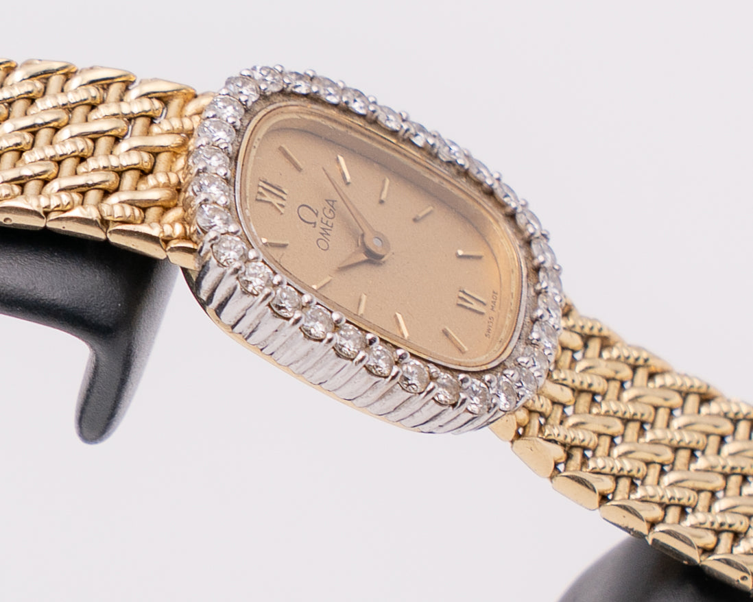 Vintage Omega Ladies Cocktail Watch Quartz 14kt solid gold