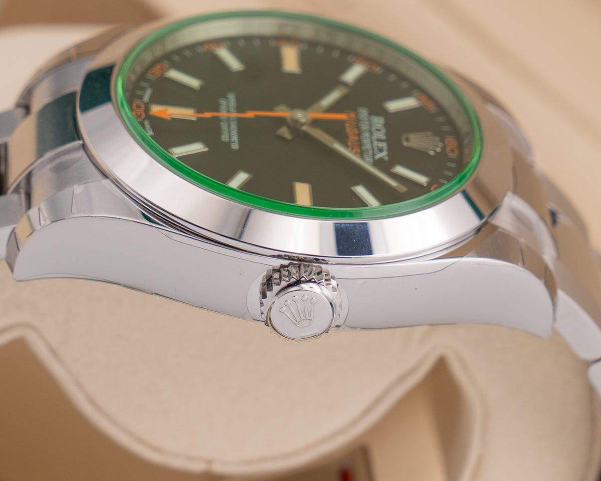 NEW OLD STOCK Rolex Milgauss GV 40mm 116400 Blacck Dial Green Crystal 2018