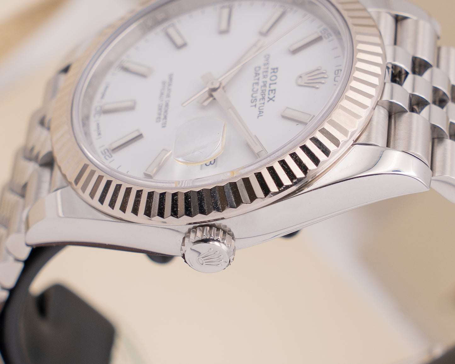 CPO Rolex Datejust 41mm 126334 White Stick Dial Fluted Jubilee 2019