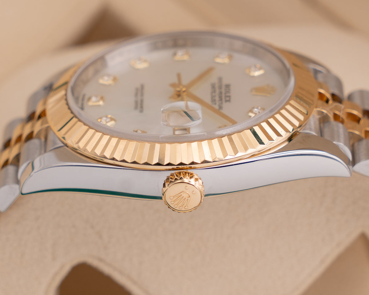 Rolex Datejsut 41mm 126333 MOP Diamond Dial Fluted Two Tone Jubilee 2019