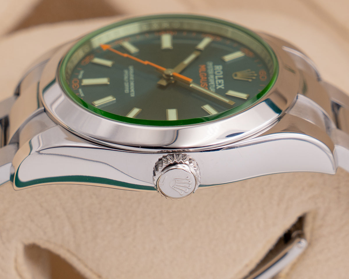 Rolex Milgauss 40mm 116400GV Green Crystal Blue Dial 2019
