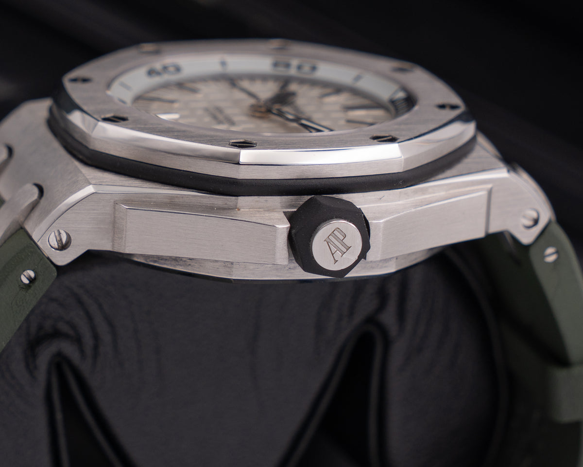 Audemars Piguet Royal Oak Offshore Diver 42mm 15710ST On Green Rubber Strap