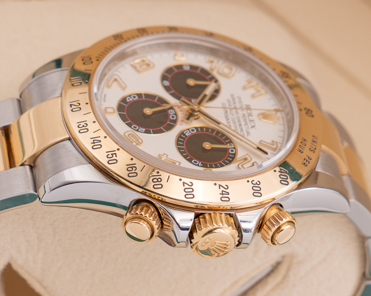 Rolex Daytona 40mm 116523 Two Tone racing dial White Arabic Dials Black Sub Dials