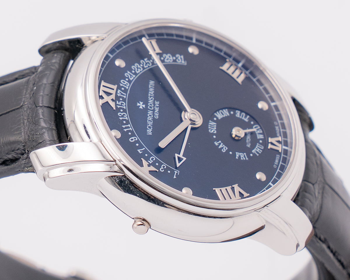 Vacheron Constantin Patrimony 37mm 47245/000P Platinum Day Date Retrograde Black Dial