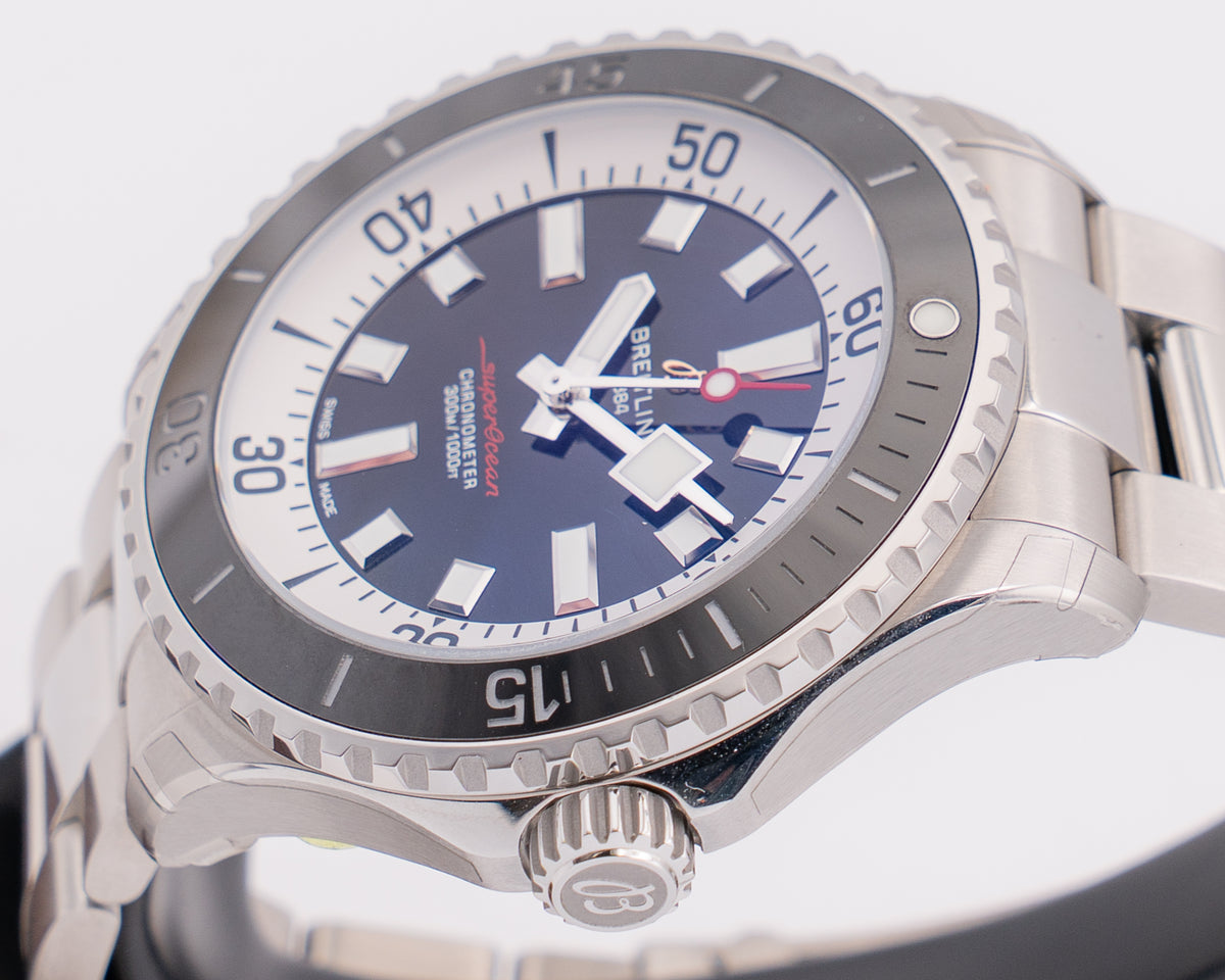 STICKERED  Breitling SuperOcean 46mm A17378211B1A1 Black On Bracelet