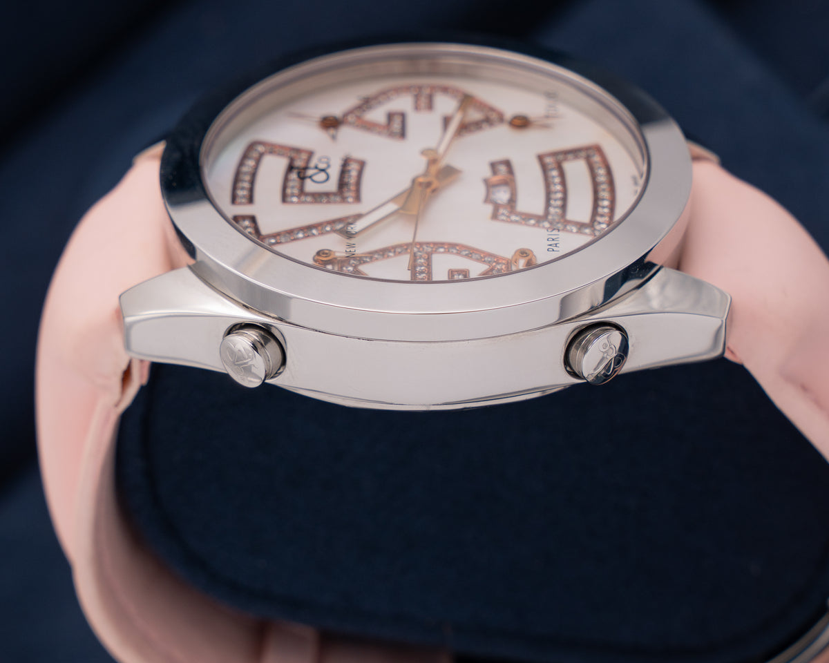 Jacob & Co Five Time Zone Mother of Pearl on Pink Strap