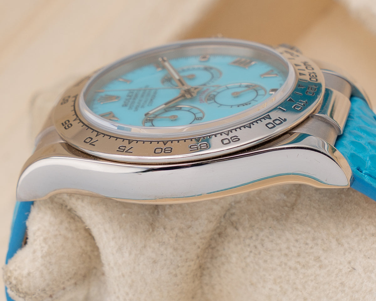 Rolex Daytona 40mm 116519 Beach Turquoise Dial On Blue Lizard  Strap 2001