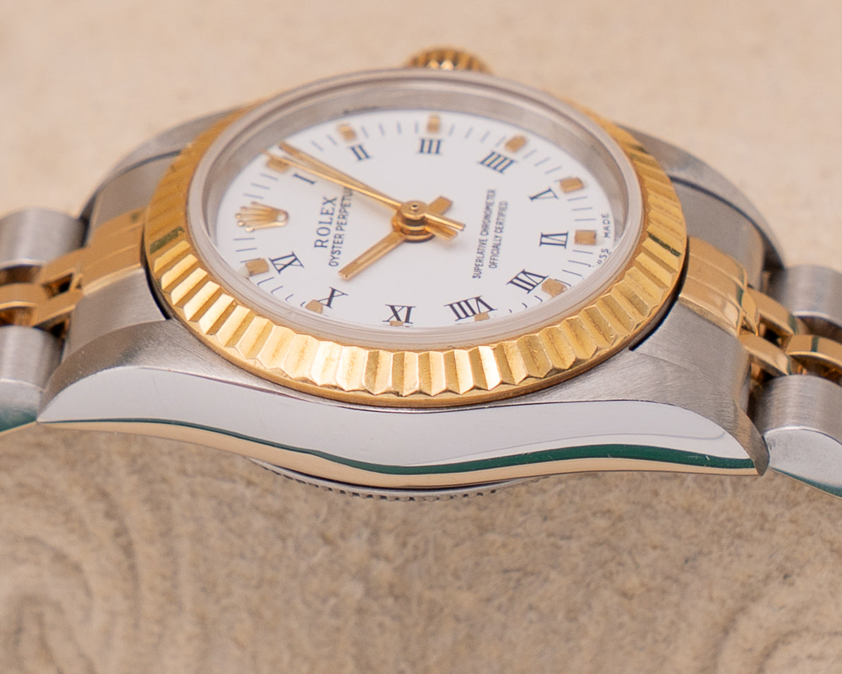 Rolex Oyster Perpetual 26mm 76193 White Roman Dial A Serial