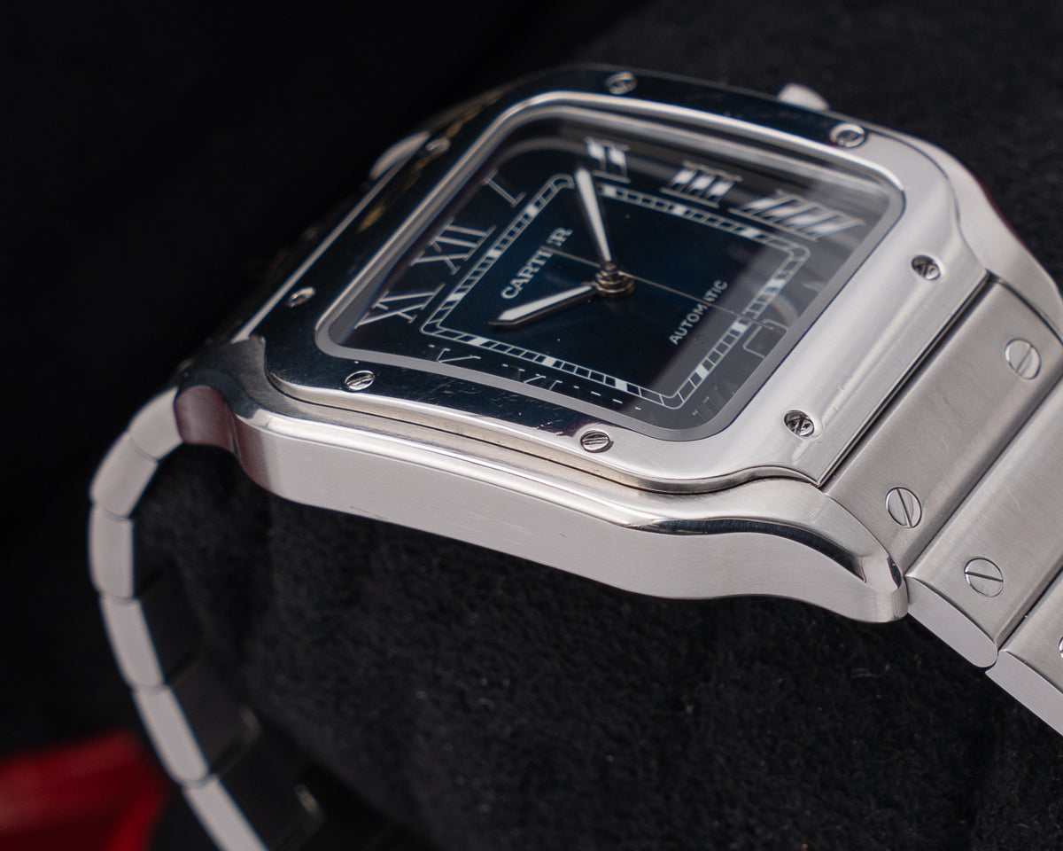 Cartier Santos 39mm WSSA0030 Blue Dial Open Date