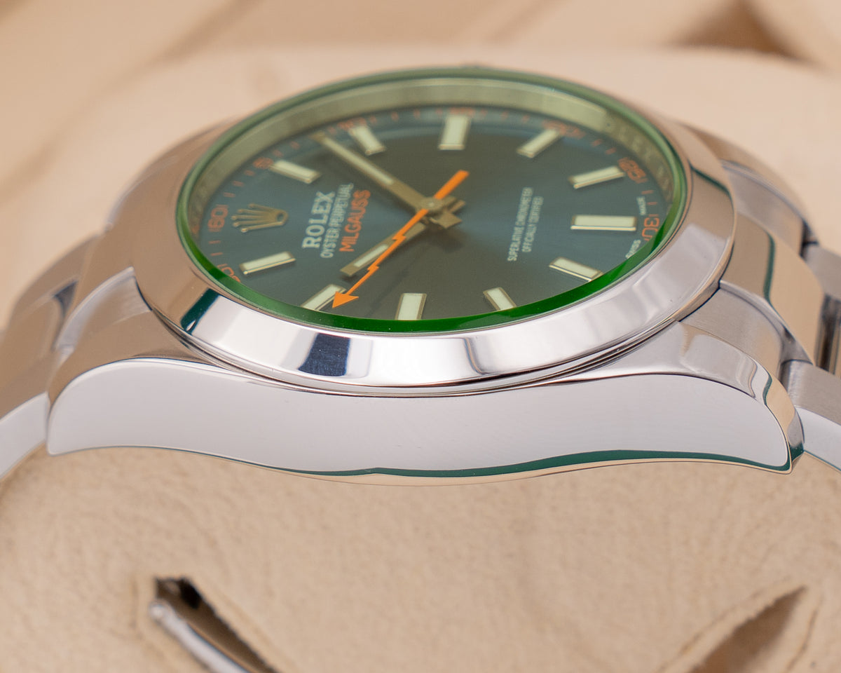 Rolex Milgauss 40mm 116400GV Green Crystal Blue Dial 2019