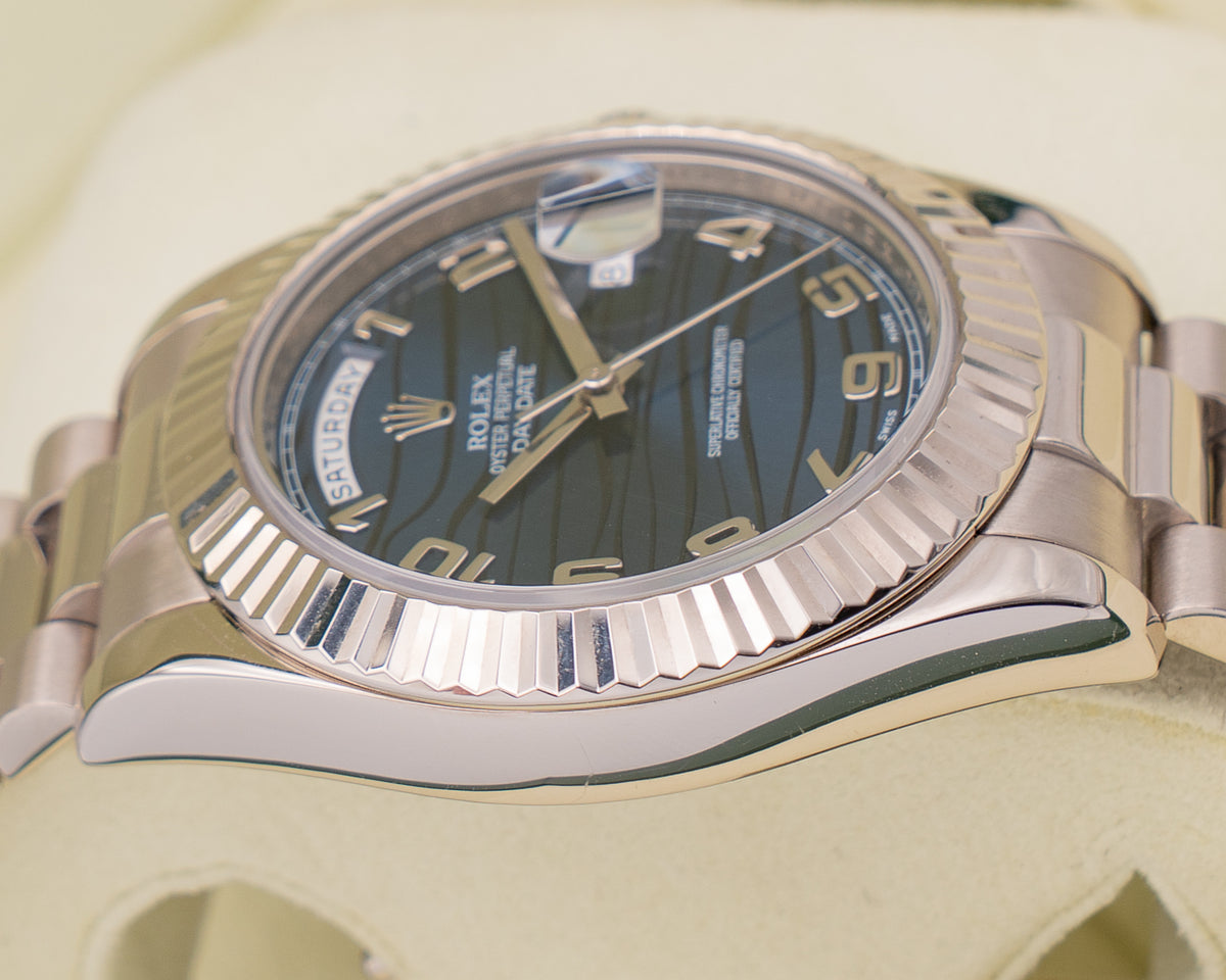 Rolex  Day-Date II 41mm 218239 Blue Wave Dial 2011