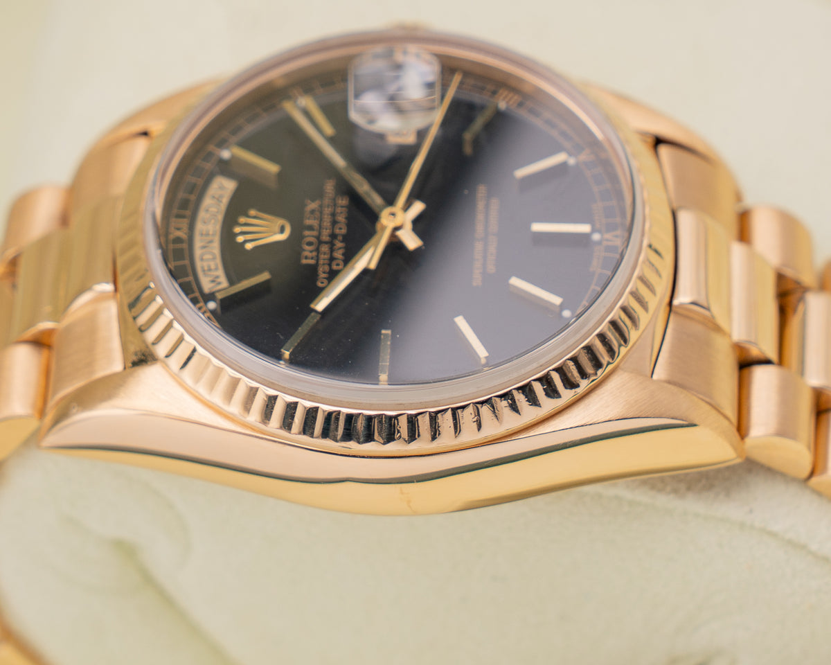 Rolex Day-Date 36mm 18038 Gold With Black Dial 1986