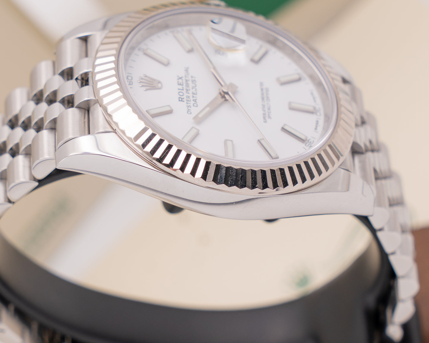 CPO Rolex Datejust 41mm 126334 White Stick Dial Fluted Jubilee 2019