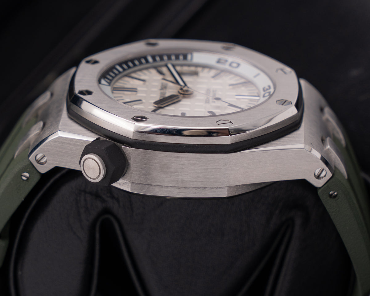 Audemars Piguet Royal Oak Offshore Diver 42mm 15710ST On Green Rubber Strap