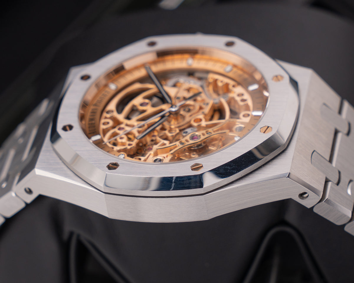 Audemars Piguet Royal Oak 41mm 15407ST Salmon Double Balance Wheel Open Worked