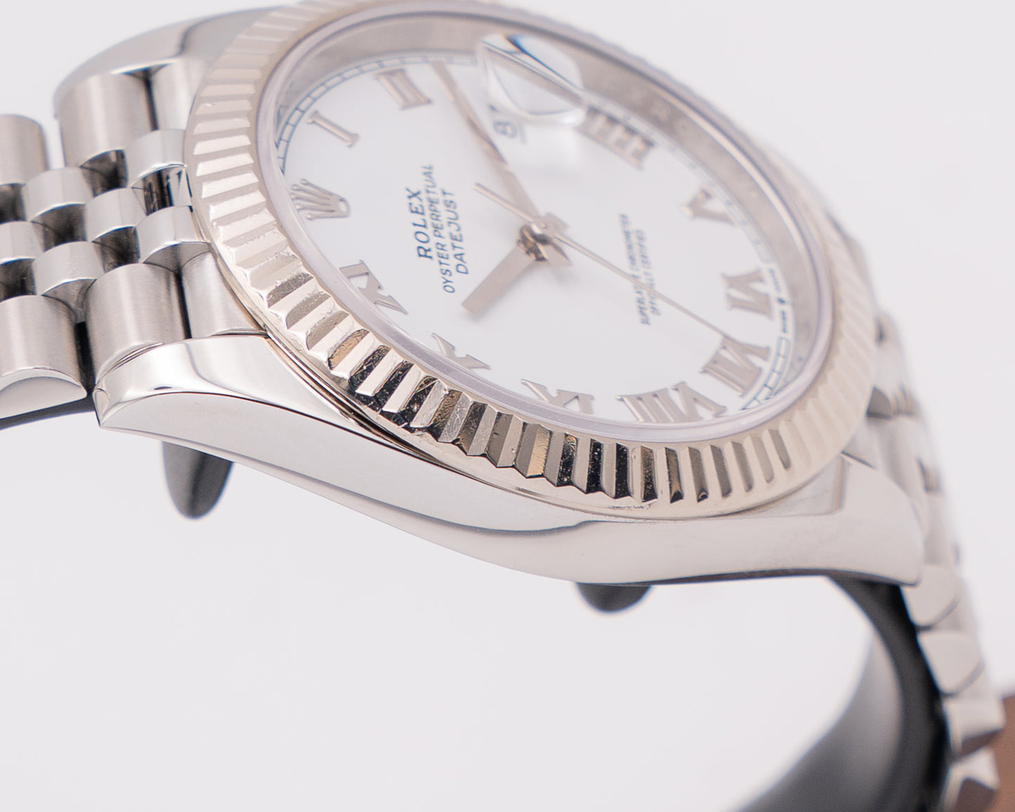 CPO Rolex Datejust 41mm 126334 White Roman Fluted Jubilee