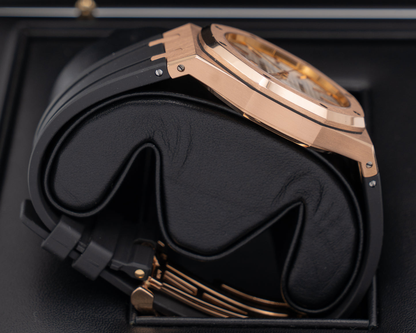 Audemars Piguet Royal Oak 41mm 15400OR Pink Gold Black Strap 2014