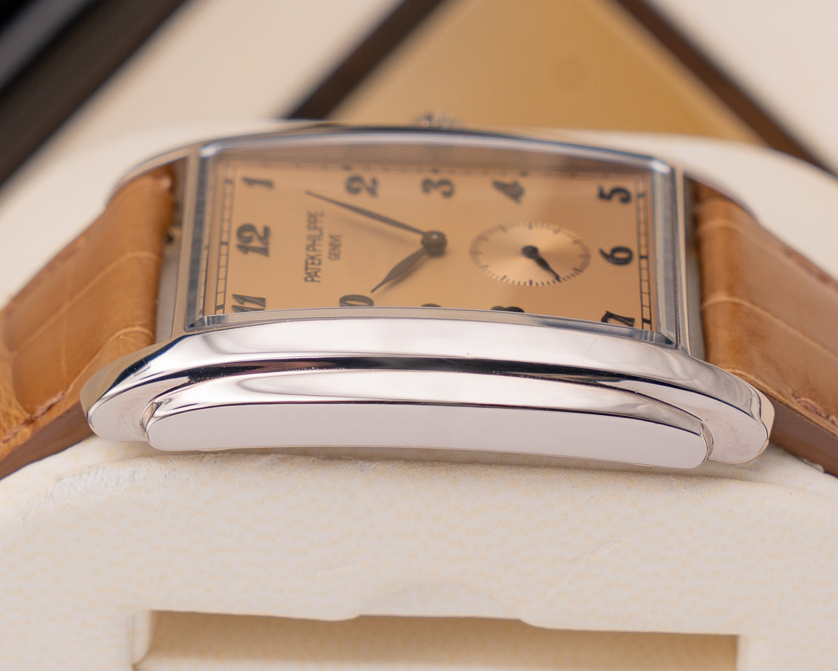 Celebrity Owned  Patek Phillippe 33mm 5124g Gondolo White Gold Brown Leather Strap