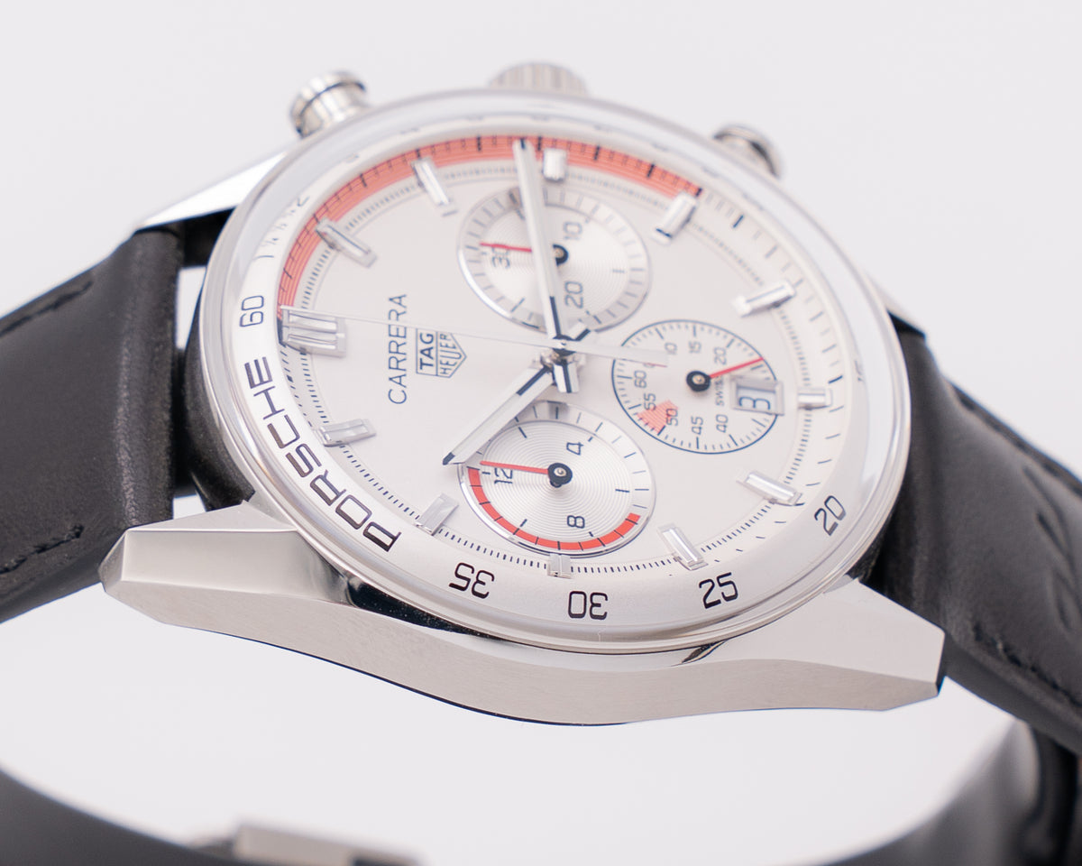 Tag Heuer Carrera Chronosprint X Porsche 42mm CBS2011.FC6529 White Dial Red Accents Black Strap