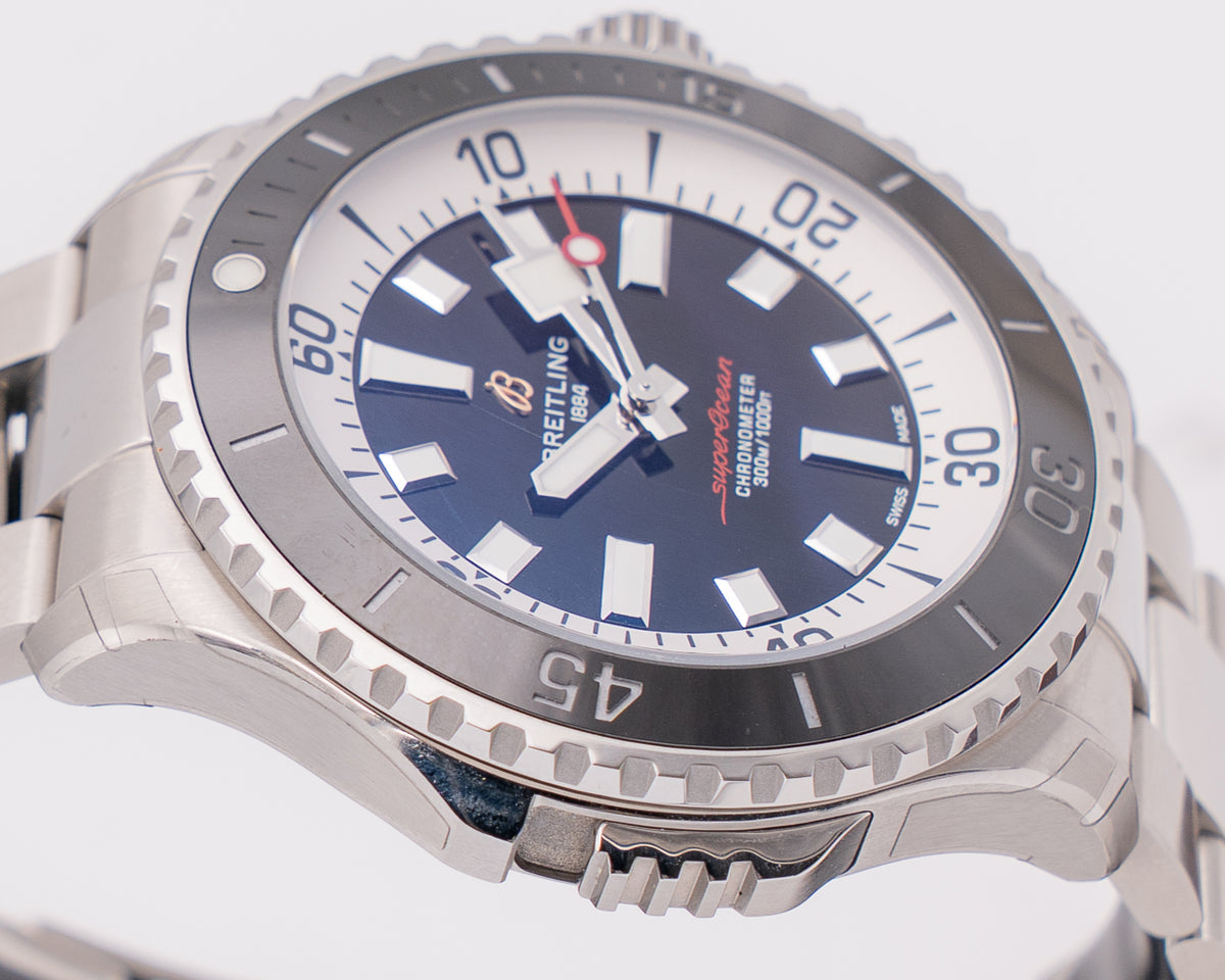 STICKERED  Breitling SuperOcean 46mm A17378211B1A1 Black On Bracelet