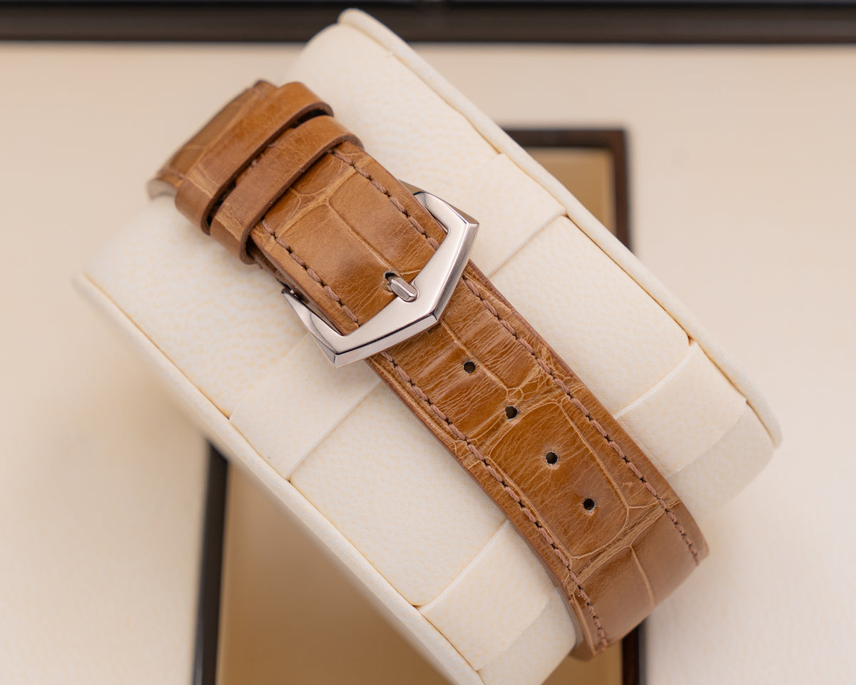 Celebrity Owned  Patek Phillippe 33mm 5124g Gondolo White Gold Brown Leather Strap
