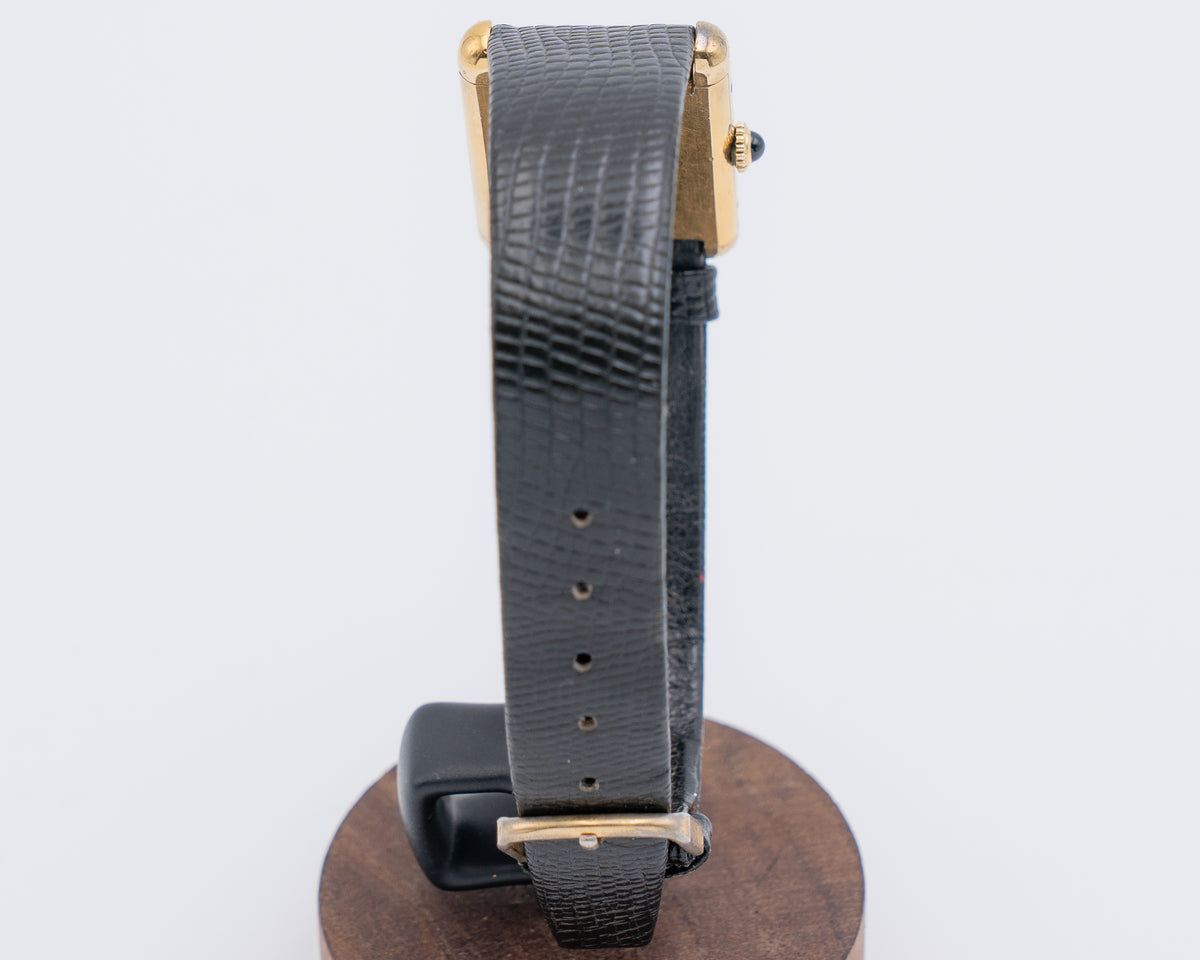 Cartier Argent 24mm 925 Ivory Roman Dial Black Leather