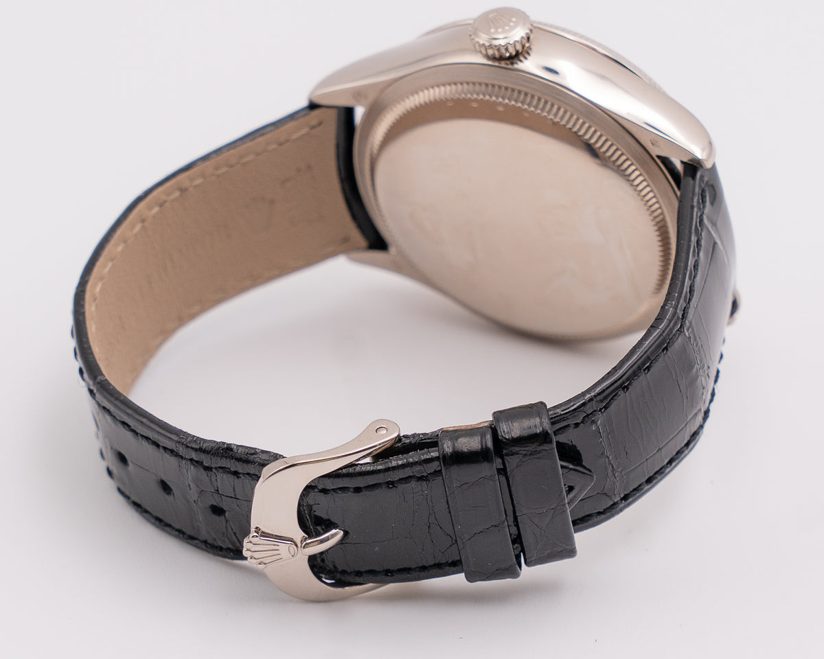 Rolex Cellini 39mm 50529 Dual Time White Dial Black Alligator Strap 2014