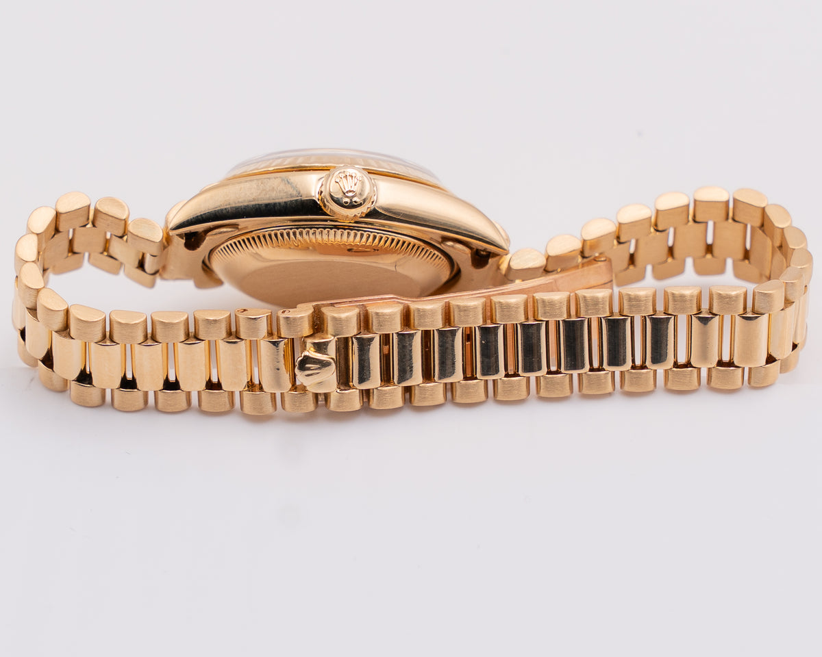 Rolex Datejust 26mm 69178 Yellow Gold Black Tapestry Dial