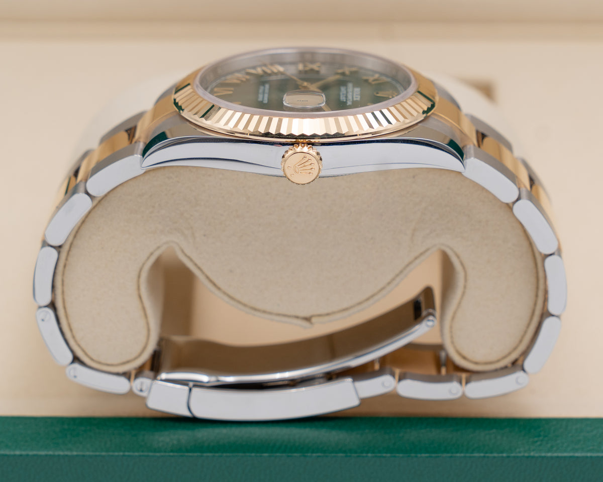 Rolex Datejust 126333 41mm Olive Green Roman Dial Fluted Oyster Bracelet Steel and Yellow Gold 2026