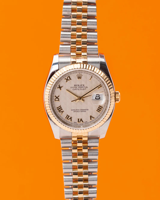 Rolex Datejust 36mm 116233 Two Tone Yellow Gold Pyramid Dial