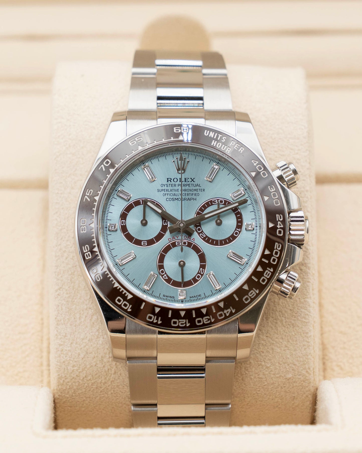 2026 CPO Rolex Daytona 40mm 126506 Baguette Dial Open Caseback Platinum Ice Blue  (126506-0002)